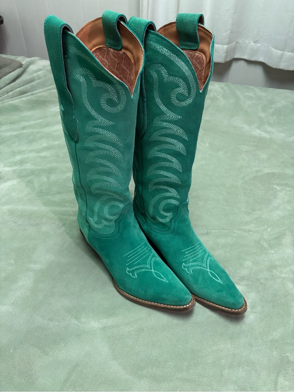 Dingo 1969 Turquoise Suede Western Knee-High Cowboy Boot - Picture 3 of 7